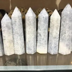 Natuurlijke Rock Crystal Healing Blauw Celestite Kristallen Punten Voor Verkoop