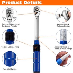 Tork anahtarı bisiklet ve motosiklet 1/4 inç sürücü ile geri dönüşümlü cırcır ve uzatma hassas alet bisiklet için <span class=keywords><strong>Bit</strong></span> dahil - Product Image 5