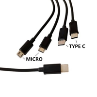 Cable de carga USB/USB C de 1M 1 a 4 con 2 conectores Micro USB tipo C 2 X para teléfonos inteligentes e impresoras