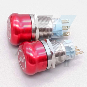 New Original 19mm Metal Mushroom <strong>Push</strong> <strong>Button</strong> Emergency Stop <strong>Button</strong> <strong>Switch</strong> With Arrow Knob Rotary <strong>Switch</strong> Waterproof Level IP66 1N - Product Image 1