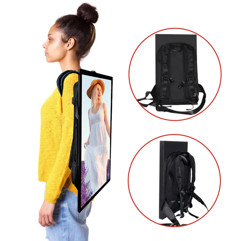 HD Lcd 21.5 inch Advertising Screen Digital Advertisement Outdoor Wifi Lcd Screen Outdoor Digital Backpack For Advertisement