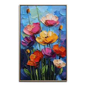 Peinture abstraite contemporaine texturée faite à la main Azure Bloom Garden sur toile, grande décoration murale pour hôtels - Product Image 2