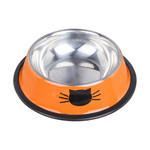 Bol moderne en acier inoxydable pour animaux de compagnie Bol de nourriture pour chats et chiens avec visage antidérapant et anti-basculement Bol pour chien imprimé Love Style - Product Image 6