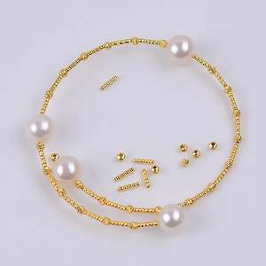 S925 Silver Wire Small Tube Straight Tube Beads Gold Beads Baroque Bracelet DIY Handmade Material Accessory New Jewelry <b>Spacers</b> - Product Image 1