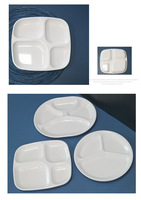 Plateau carré blanc A5 pour restauration rapide, assiette repas compartimentée pour cantine étudiante, ensemble de bols à quatre/six compartiments, vente en gros
