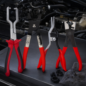 Fuel Line Clip <b>Pliers</b> <b>Set</b> 4 Pc Heavy Duty Steel Hose Clamp Remover Automotive Auto Repair Tool - Product Image 3