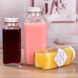 Botella de Vidrio Cuadrada Transparente de 250ml, 350ml, 500ml con Tapa de Rosca para Bebidas y Café - Product Image 4