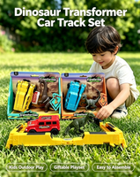 Coche de juguete de dinosaurio con fricción, transformable por impacto, con figura de dinosaurio y pegatinas decorativas para niños