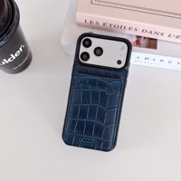Dernière coque de téléphone antichoc à motif PU avec double fonction, compatible avec les modèles 14 Plus, 15, 16, 17 Pro Max