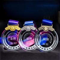 Médaille de cristal de bricolage personnalisé trophée de verre prix 3D personnalisé médailles sportives en métal pour cadeau souvenir