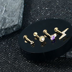 ท็อปอช หิน ดอกไม้ ดาว Labret กระดูกอ่อน Tragus Daith ดันไร้สายสไตล์สตั๊ด <span class=keywords><strong>14K</strong></span> ทองคําแท้แหวนเข็มจมูกเจาะ - Product Image 4