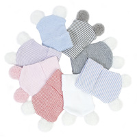 Gorro con orejas de oso de dibujos animados para bebé, gorrito de algodón elástico suave para recién nacido, gorros de Hospital para niño y niña