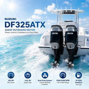 Motor fueraborda Suzuki DF325ATX de 325 hp, 4 tiempos, V6, simple, doble, triple o cuádruple, para embarcaciones de pesca y patrullaje. - Product Image 1