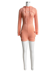 Gran oferta de primavera, Top y mono con <span class=keywords><strong>capucha</strong></span> de manga larga para <span class=keywords><strong>mujer</strong></span>, conjunto de pantalones de dos piezas a juego Sexy, trajes - Product Image 6