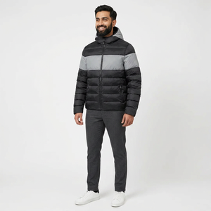 Veste matelassée personnalisée avec logo, veste coupe-vent imperméable et chaude pour homme, en tissu brillant, avec pantalon assorti, à prix avantageux - Product Image 1