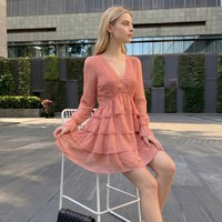 Nouvelle Robe Décontractée Plissée sans Manches pour Femme, Col en V, Volants, Longueur Genou, Modèle ODM
