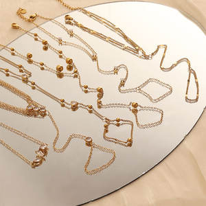 Pulsera de mano y brazalete de dedo de acero inoxidable chapado en oro de 18 quilates <span class=keywords><strong>con</strong></span> circonitas geométricas, resistente al deslustre, <span class=keywords><strong>con</strong></span> cuentas, para mujer, a la moda - Product Image 1