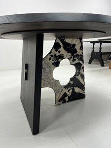 Tavolo da Pranzo di Lusso in Marmo Italiano, Nero Rosa Moderno, Solido, 6 Posti, Montaggio Richiesto, per Casa, Hotel, Soggiorno - Product Image 4