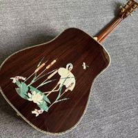 ALL SOLID Professional Performance Guitar Mythical Crane Ebony Fingerboard 20 Fret NO EQ Acoustic Guitar Fast Ship