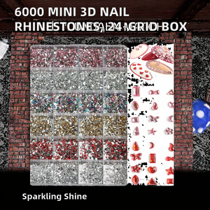 มินิเรซิ่นเจลลี่ตกแต่งเล็บ 6000 ชิ้น กล่อง 12 ช่อง ลายดอกไม้หลากสี 3 มิติ สำหรับตกแต่งเล็บปลอม DIY - Product Image 2