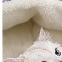Lit chat gaufre semi ferme chaud nid animal antidrapant lavable machine respirant durable interieur chats automne hiver