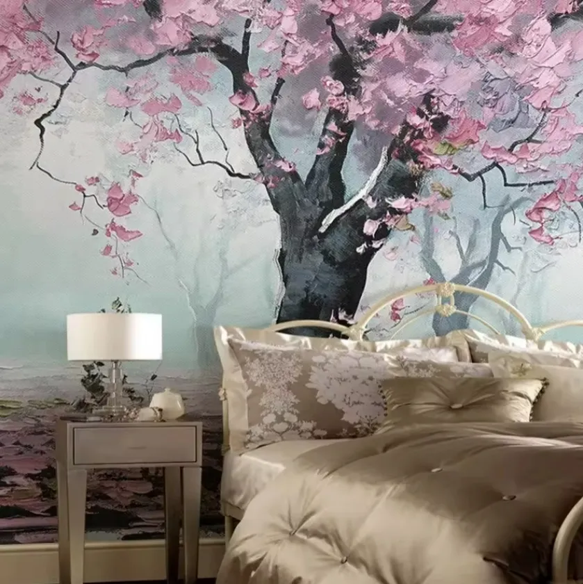 사용자 정의 벽화 벽지 3d 양각 꽃 벽 종이 거실 침실 홈 장식 벽 벽화 3D 벽화