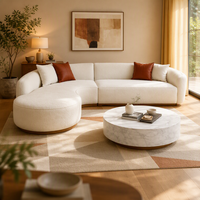IDAO Französisches Modernes Nordisches Wabi-Sabi-Stil L-förmiges Mehrsitzer-Sofa-Set mit Holzrahmen, Beweglich für Wohnzimmer und Gewerbeflächen