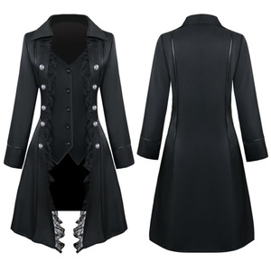 Manteau coupe-vent à manches longues pour femmes européennes et <span class=keywords><strong>américaines</strong></span>, style médiéval, avec patchwork en dentelle et trois boutons - Product Image 5