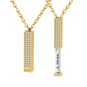 Персонализированное выдвижное ожерелье с выгравированным пользовательским секретным сообщением скрытое сообщение слайдер кулон ожерелье - Product Image 3