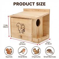 Nichoir à écureuils d'extérieur, grande boîte de nidification en bois massif avec mangeoire, boîte en bois imperméable, 15,7 x 11,8 x 8,6 pouces