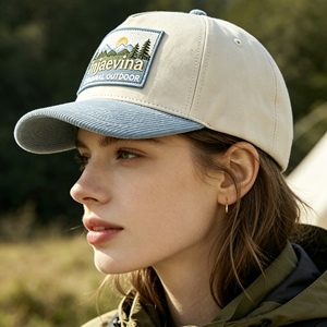 Casquette de baseball personnalisée brodée pour l'extérieur, casquette de camionneur en velours côtelé bleu clair avec patch brodé pour les sports de plein air - Product Image 6