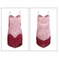 Robe de danse pour femmes TONGYANG, vêtements de pratique de danse latine, robe à franges dos nu, robe de performance rose pour compétition de danse