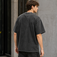 T-shirt graphique vintage délavé personnalisé IKDEER, coupe oversize en coton à manches courtes pour marque streetwear, commande en gros