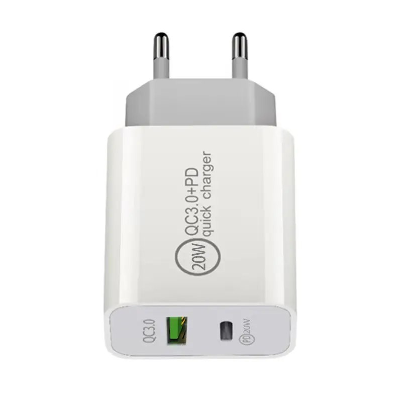 Free Sample Pd 20W+Qc3.0 Usb Wall Charger Fast Charging For Iphone Eu Usb Wall Charger
