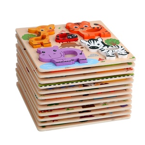 Puzzle 3D en bois Montessori pour l'éducation précoce des bébés et des enfants, dinosaures, véhicules, animaux, 0-2 ans, <span class=keywords><strong>jouet</strong></span> éducatif <50 - Product Image 1