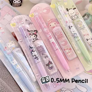 4Pcs/Set sanrios Melody Kuromi Cinnamoroll Pochacco Mechanical Pencil 0.5mm Press Pencils Office Students Stationery Kids Gifts