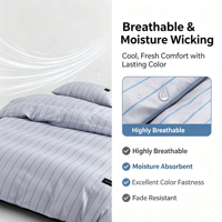 Parure de lit moderne 100 % coton écologique respirante taille Queen, 300 fils/cm², douce, comprenant drap, taies d'oreiller et housse de couette