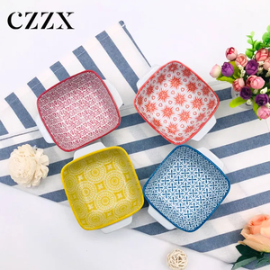 Petit bol en céramique de 6 pouces, carré, à double anse, écologique, minimaliste, pour bébé, avec impression couleur, logo personnalisé, boîte marron, pour la maison - Product Image 2