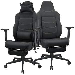 Fauteuil de bureau de direction réglable en lin OEM avec accoudoirs 3D, fauteuil de <span class=keywords><strong>jeu</strong></span> avec coussin lombaire et repose-pieds rétractable - Product Image 1