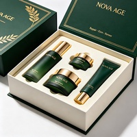 Boîte-cadeau de luxe OEM à double porte en carton pour ensemble de produits cosmétiques (shampoing, soins de la peau) avec poignée