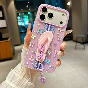 BAILI Factory Wholesale Cute Jelly Two-in-one slippers Flower butterfly Patterns Love Accessories Phone Cover for Iphone 17 - Product Image 4