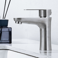 Robinet de lavabo de salle de bain en acier inoxydable 304 à trou unique, design moderne, robinet de lavabo à eau froide de haute qualité avec poignée unique