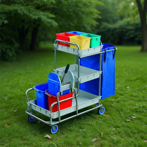 Carrello Super Pulizia in Acciaio Inox 420, Capacità 77 L, Carrello Multiuso - Product Image 3