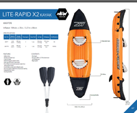 Kayak gonflable Bestway 65077 Hydro Force 126" x 35" pour 2 personnes, kayak de pêche pour 2 personnes