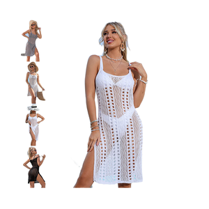 ชุดคลุมบิกินี่สำหรับผู้หญิง แบบชิ้นเดียว ผ้าตาข่ายโปร่งแสง ถักลายฉลุ ป้องกันรังสียูวี เป็นมิตรกับสิ่งแวดล้อม คอลึก เซ็กซี่ เหมาะสำหรับใส่ไปชายหาด - Product Image 1