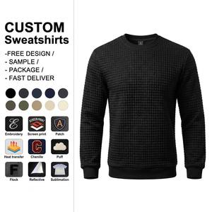 Sudadera de cuello redondo con textura de gofre para hombre, mezcla de algodón, manga larga, estilo holgado, informal, para uso diario, OEM, venta al por mayor - Product Image 1
