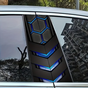 Calcomanías Personalizadas para Pilar B de Automóvil, Resistentes a los Arañazos, Impermeables, Autoadhesivas, Hexagonales, Azules, de PVC - Product Image 4