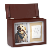 Marco de Fotos de Madera Clásico Hecho a Mano con Kit de Impresión de Arcilla para Huellas de Perros y Gatos, Color Marrón Espresso, en Oferta