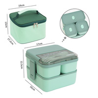 Boîte à lunch carrée à double compartiment, compatible micro-ondes, en plastique, pour étudiants, boîte bento pour employés de bureau, hermétique, pour adultes, pour le travail