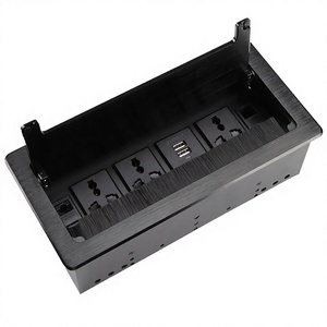 Boîtier de câblage encastré en aluminium avec 3 prises universelles, double USB et port RJ45 pour bureau et salle de conférence - Vente en gros - Product Image 3